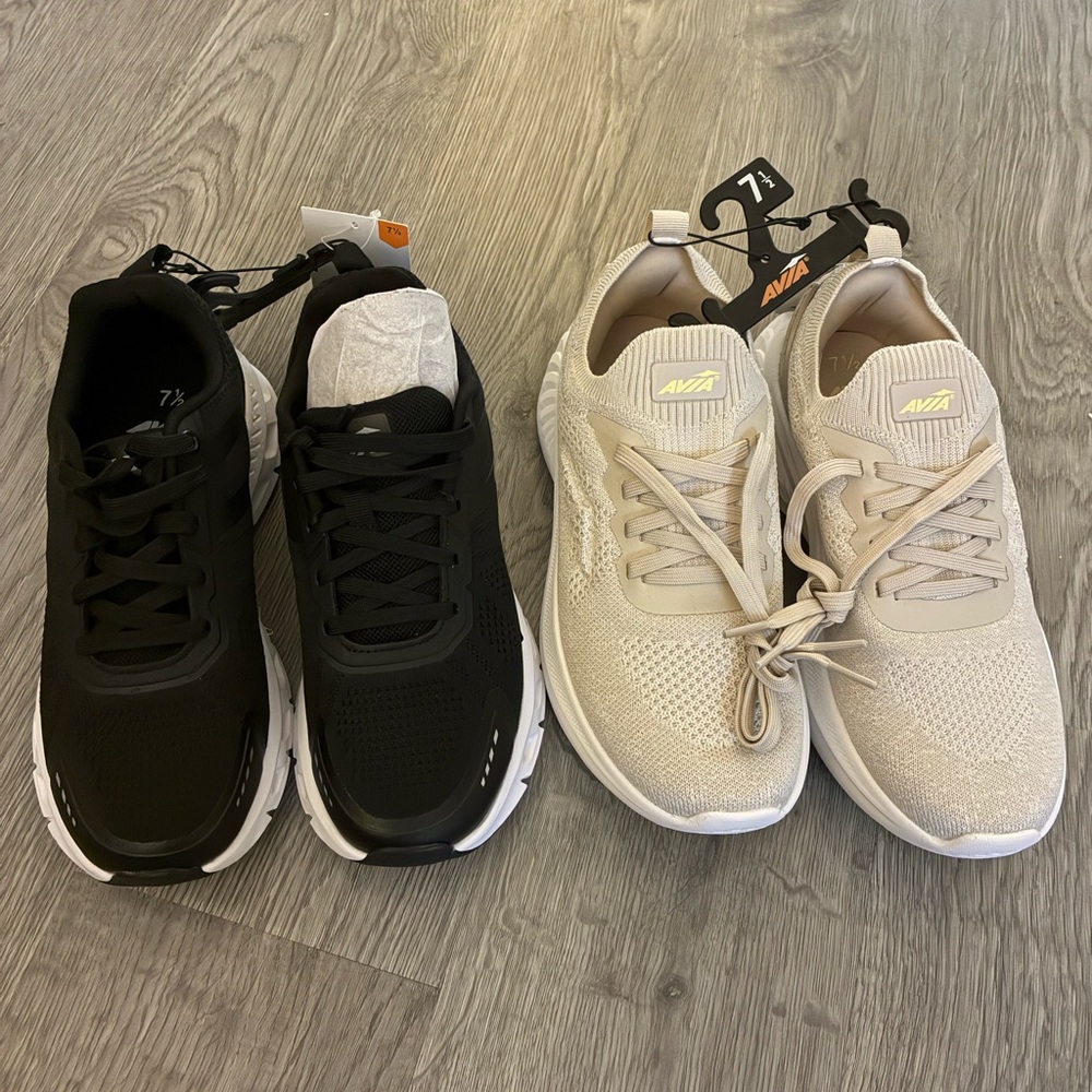 Avia Black and Cream Athletic Sneakers